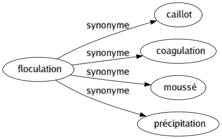 Synonyme de Floculation : Caillot Coagulation Moussé Précipitation 
