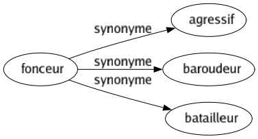Synonyme de Fonceur : Agressif Baroudeur Batailleur 