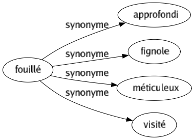 Synonyme de Fouillé : Approfondi Fignole Méticuleux Visité 