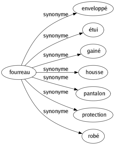 Synonyme de Fourreau : Enveloppé Étui Gainé Housse Pantalon Protection Robé 