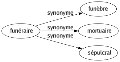 Synonyme de Funéraire : Funèbre Mortuaire Sépulcral 