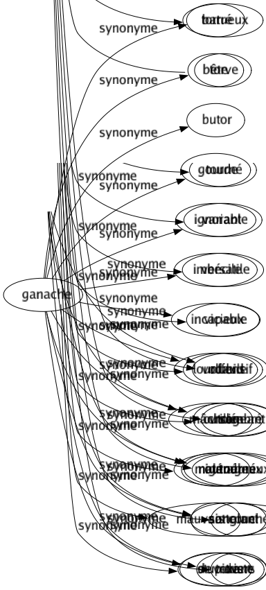 Synonyme de Ganache : Barré Bête Butor Gourde Ignorant Imbécile Incapable Lourdaud Mâchoire Nigaud Sot Stupide 