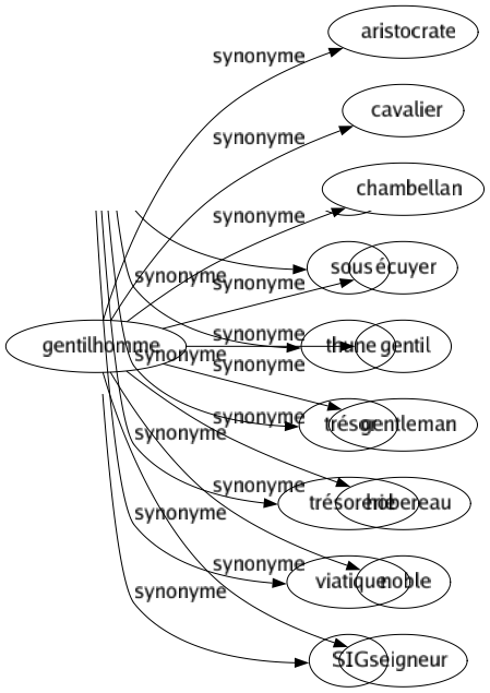 Synonyme de Gentilhomme : Aristocrate Cavalier Chambellan Écuyer Gentil Gentleman Hobereau Noble Seigneur 