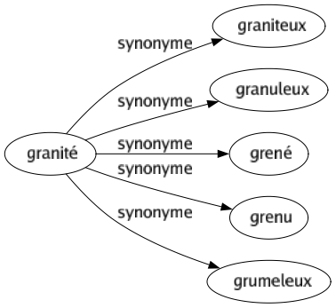 Synonyme de Granité : Graniteux Granuleux Grené Grenu Grumeleux 