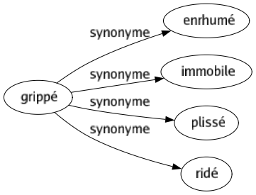 Synonyme de Grippé : Enrhumé Immobile Plissé Ridé 