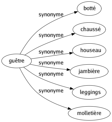 Synonyme de Guêtre : Botté Chaussé Houseau Jambière Leggings Molletière 