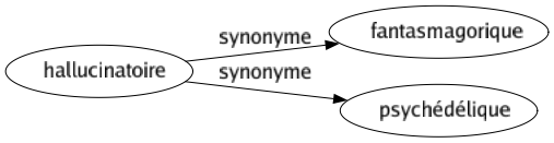 Synonyme de Hallucinatoire : Fantasmagorique Psychédélique 