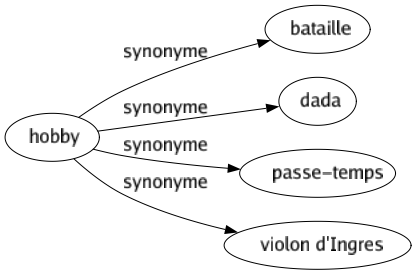 Synonyme de Hobby : Bataille Dada Passe-temps Violon d'ingres 