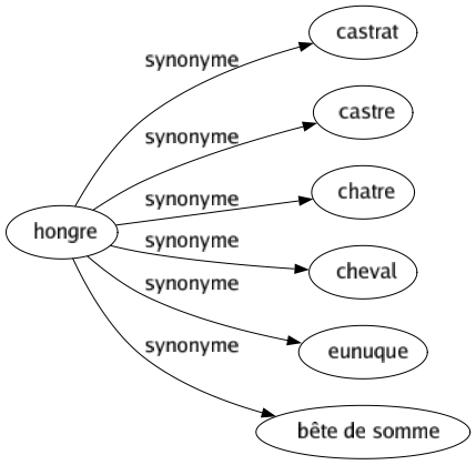 Synonyme de Hongre : Castrat Castre Chatre Cheval Eunuque Bête de somme 