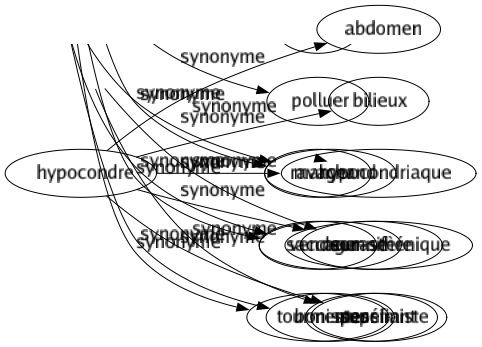Synonyme de Hypocondre : Abdomen Bilieux Hypocondriaque Neurasthénique Pessimiste 