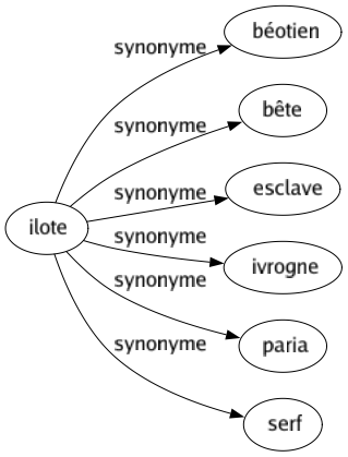 Synonyme de Ilote : Béotien Bête Esclave Ivrogne Paria Serf 