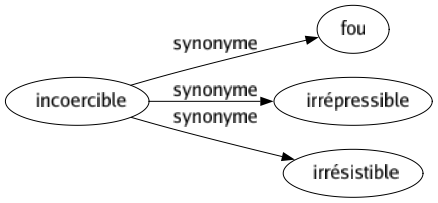 Synonyme de Incoercible : Fou Irrépressible Irrésistible 