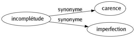 Synonyme de Incomplétude : Carence Imperfection 