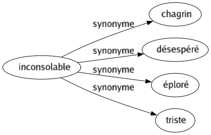 Synonyme de Inconsolable : Chagrin Désespéré Éploré Triste 