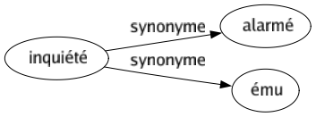 Synonyme de Inquiété : Alarmé Ému 