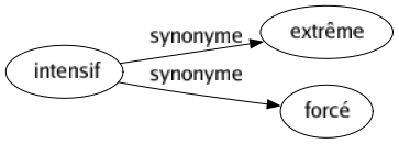 Synonyme de Intensif : Extrême Forcé 