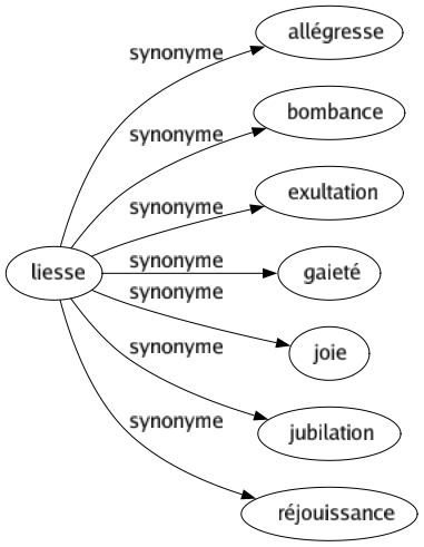 Synonyme de Liesse : Allégresse Bombance Exultation Gaieté Joie Jubilation Réjouissance 
