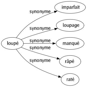 Synonyme de Loupé : Imparfait Loupage Manqué Râpé Raté 