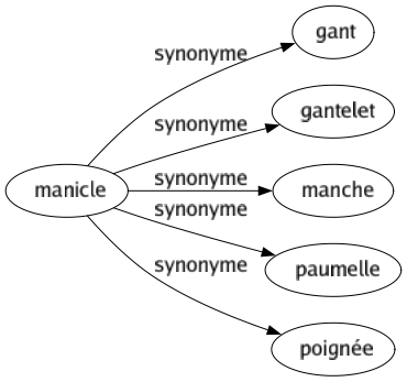 Synonyme de Manicle : Gant Gantelet Manche Paumelle Poignée 