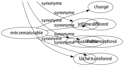 Synonyme de Méconnaissable : Changé Diffèrent Métamorphosé Transformé 