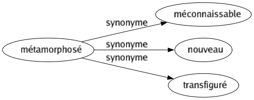 Synonyme de Métamorphosé : Méconnaissable Nouveau Transfiguré 