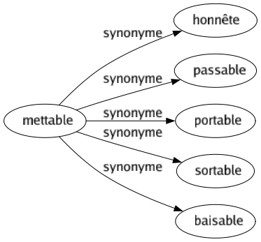 Synonyme de Mettable : Honnête Passable Portable Sortable Baisable 