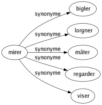 Synonyme de Mirer : Bigler Lorgner Mâter Regarder Viser 