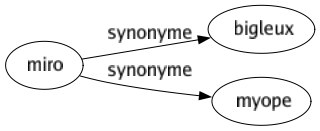 Synonyme de Miro : Bigleux Myope 