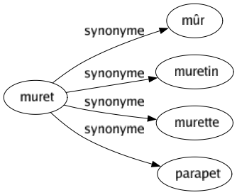 Synonyme de Muret : Mûr Muretin Murette Parapet 