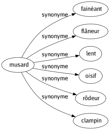 Synonyme de Musard : Fainéant Flâneur Lent Oisif Rôdeur Clampin 