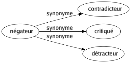 Synonyme de Négateur : Contradicteur Critiqué Détracteur 