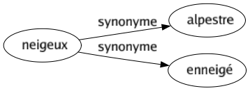 Synonyme de Neigeux : Alpestre Enneigé 