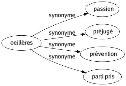 Synonyme de Oeillères : Passion Préjugé Prévention Parti pris 
