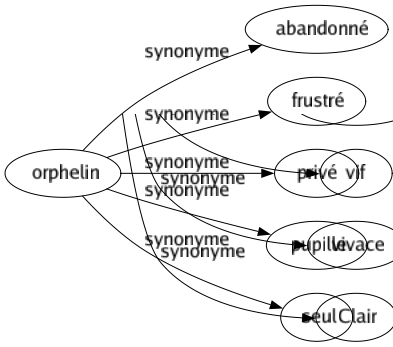Synonyme de Orphelin : Abandonné Frustré Privé Pupille Seul 