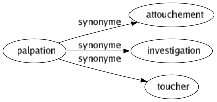 Synonyme de Palpation : Attouchement Investigation Toucher 