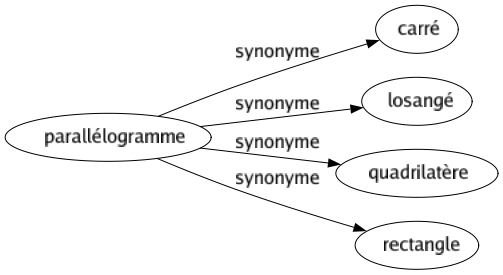 Synonyme de Parallélogramme : Carré Losangé Quadrilatère Rectangle 