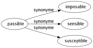 Synonyme de Passible : Imposable Sensible Susceptible 