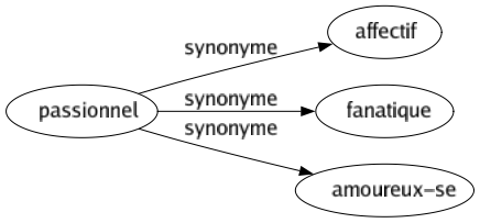 Synonyme de Passionnel : Affectif Fanatique Amoureux-se 