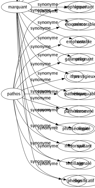 Synonyme de Pathos : Amphigouri Éloquence Emphase Galimatias Ithos Pathétique Pathétisme Phraséologie Rhétorique Tortillage Phébus 
