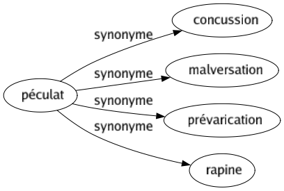 Synonyme de Péculat : Concussion Malversation Prévarication Rapine 