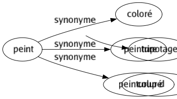 Synonyme de Peint : Coloré Peinture Peinturluré 