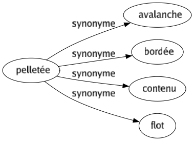 Synonyme de Pelletée : Avalanche Bordée Contenu Flot 