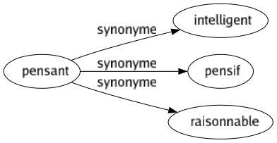 Synonyme de Pensant : Intelligent Pensif Raisonnable 