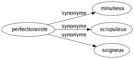 Synonyme de Perfectionniste : Minutieux Scrupuleux Soigneux 