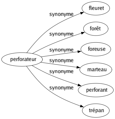 Synonyme de Perforateur : Fleuret Forêt Foreuse Marteau Perforant Trépan 