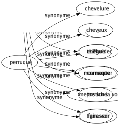 Synonyme de Perruque : Chevelure Cheveux Coiffure Moumoute Postiche Tignasse 