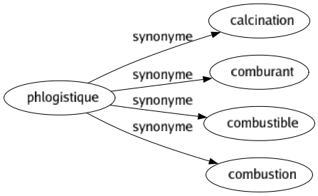 Synonyme de Phlogistique : Calcination Comburant Combustible Combustion 