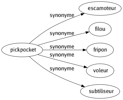Synonyme de Pickpocket : Escamoteur Filou Fripon Voleur Subtiliseur 