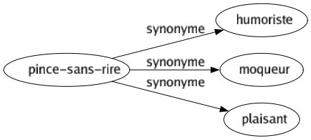 Synonyme de Pince-sans-rire : Humoriste Moqueur Plaisant 