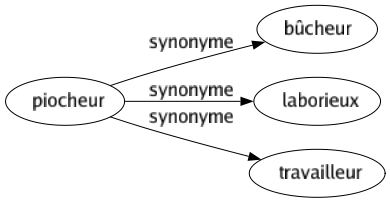 Synonyme de Piocheur : Bûcheur Laborieux Travailleur 